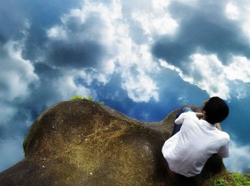 смотрит в небо